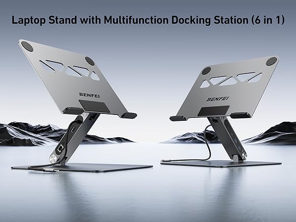 BENFEI Laptop Stand with USB C 6in1 Docking Station