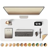 YSAGi Double-Sided Desk Pad, Leather Desk Mat, Eco Cork Desk Pad Protector, Large Mouse Pad for D...