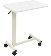 Premimax Adjustable Overbed Table with Wheels, Pneumatic Height Lift Rolling Bedside Table, Stand...