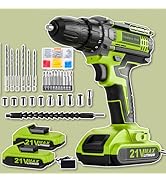 KELNOW Drill, 21V Cordless Drill with Dual 2.0Ah Power Pack and Charger, Electric Power Drills Se...