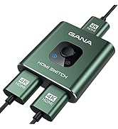 HDMI Switch 4k@60hz Splitter, GANA Aluminum Bidirectional HDMI Switcher 2 in 1 Out, Manual HDMI H...