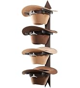 Cinati Cowboy Hat Rack, Cowboy Hat Holder Wall Mount Holds up to 4 Hats, Wooden Western Rustic Me...