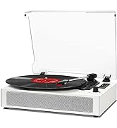 Vintage Record Player Bluetooth 3-Speed Vinyl Record Player with Stereo Speakers, USB Audio Recor...