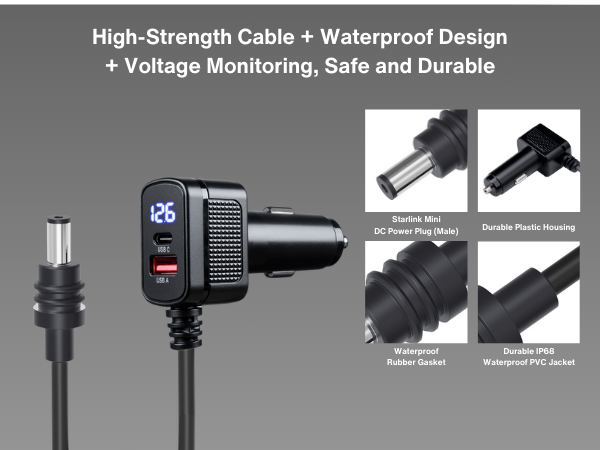 this Starlink Mini charging cable is designed to withstand extreme temperatures