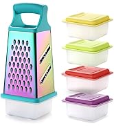 Marco Almond KYA57 Professional Rainbow Color Box Grater,Stainless Steel Grater with 4 Sides,Sli...