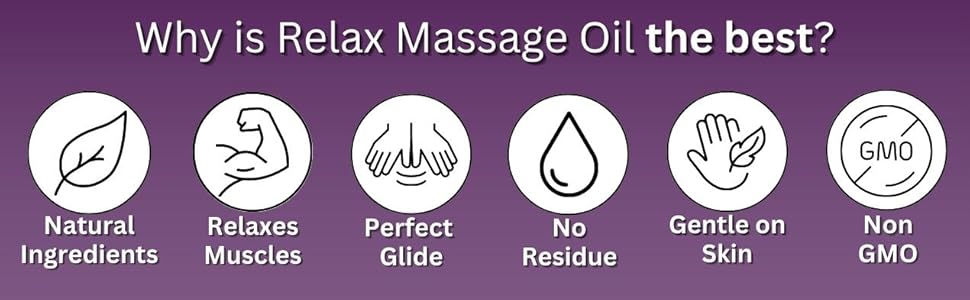 Relax Massage Oil - natural ingredients, relaxes muscles, perfect glide without greasy residue.