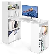 Giantex 48 Inch Computer Desk with Bookshelf, 3-in-1 Home Office Desk with 4-Tier Bookcase &amp; CPU ...