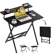 WOHOMO Folding Computer Desk with Adjustable Height, 23.6" x 31.5" x 25.6" Foldable Table with Mo...