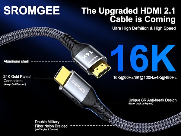 16K HDMI cable 3.3/6.6/10ft