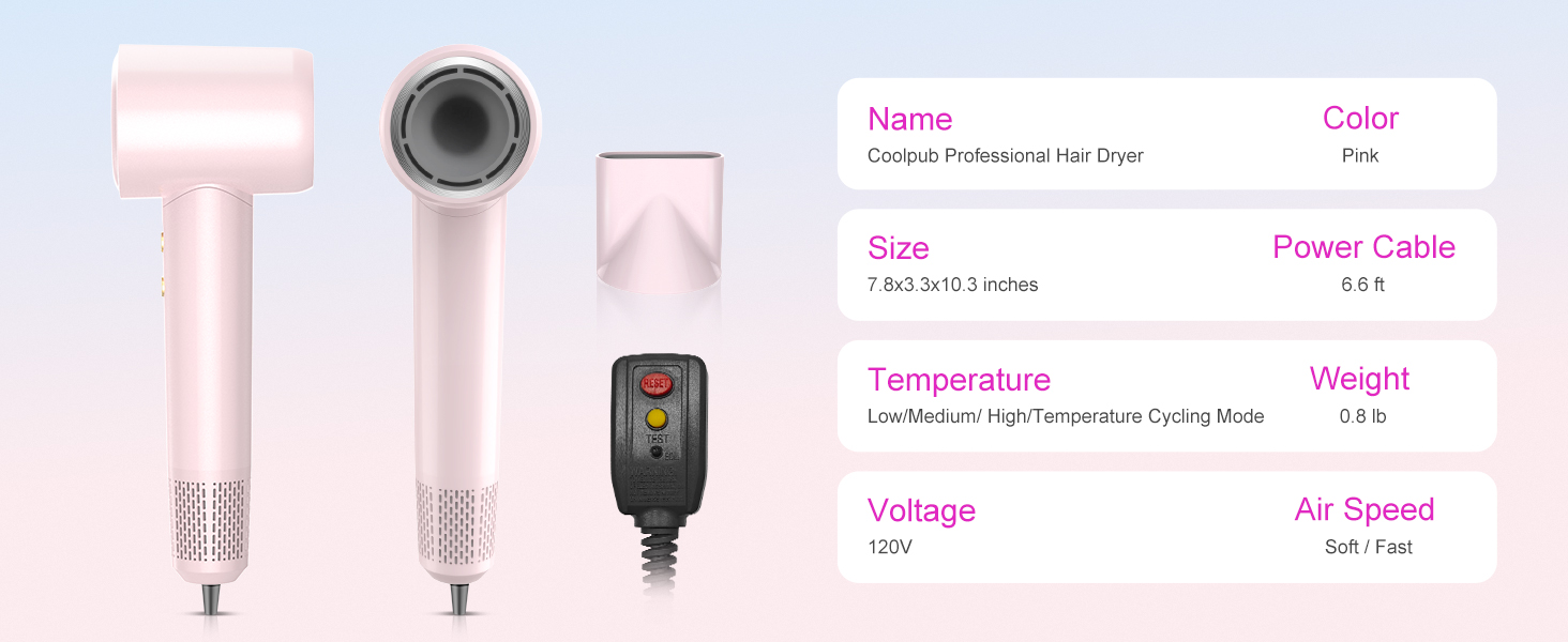 Hair Blow Dryer,High-Speed hairdryer Thermo-Control Hair dryers Fast Drying Women Home Travel Salon