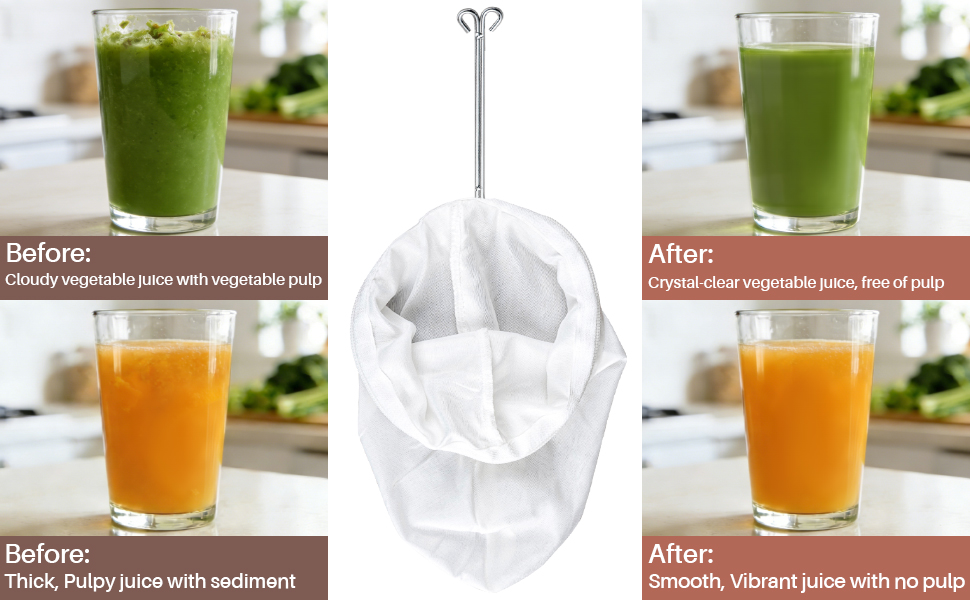 Fine Mesh Strainer Bags, Reusable Mesh Filter Bags with Stainless Steel Handle Frame