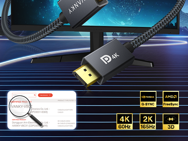 vesa certified display port cable