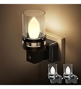 Briignite Candle Night Light Plug in [2 Pack], Vintage Night Lights Plug into Wall, LED Night Lig...