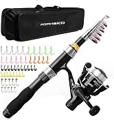 Telescopic Fishing Pole Reel Combo Ultralight Fishing Rod Spinning Reel with Tackle Bag All-in-On...