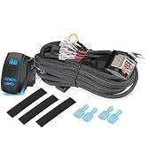 Light Bar Wiring Harness w/ 5 Pin Rocker Switch 300W 12V 30A Fuse 40A Relay Universal Nylon 2 Lea...