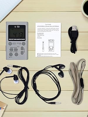 portable fm radio kit 2 headphones usb charger lanyard instructions
