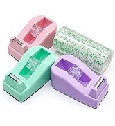 BOMEI PACK Cute Office Tape Dispenser Desk, 3 Pack Candy Color Desktop Tape Dispenser with 6Rolls...