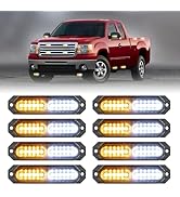 HLauto 1200T 8PCS Grille Surface Mount Emergency Strobe Lights (Amber White)