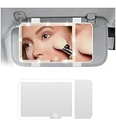 VKQTS 2026 New HD Car Mirror Vanity with Light,Adjustable Car Visor Mirror with 3 Color Modes &amp; 5...