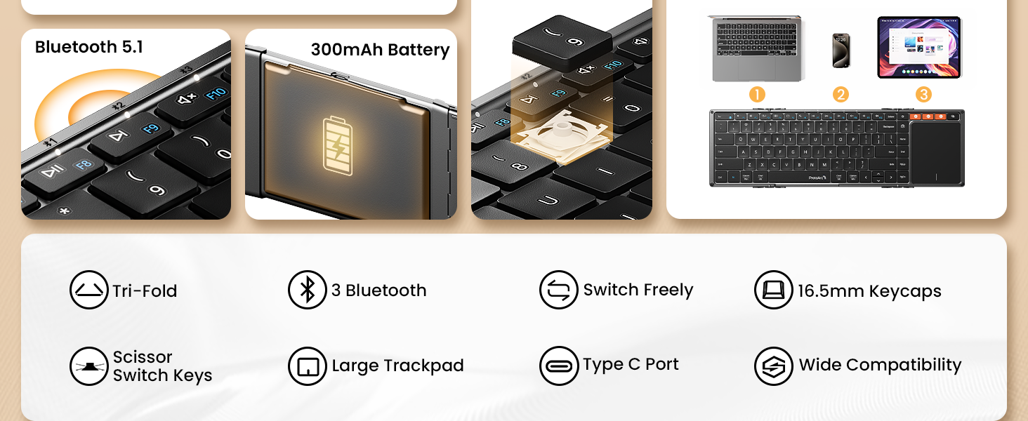 foldable bluetooth keyboard with touchpad