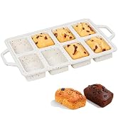FUNBAKY Metal Reinforced Silicone Mini Loaf Pan, 8-Cavity Nonstick Mini Bread Pans for Baking Bre...