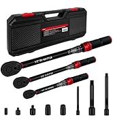 WETT 11Pcs Torque Wrench Set, 1/4'' &amp; 3/8'' &amp; 1/2'' Drive Click Torque Wrench, with Extension Bar...