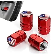 Foelony 4 PCS American Flag Tire Valve Stem Caps, Metal Tire Air Cap, Anti-Rust &amp; Leak-Proof Valv...
