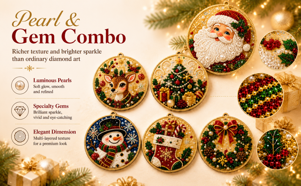 6PCS Christmas Wooden Ornaments DIY Diamond Painting Kit