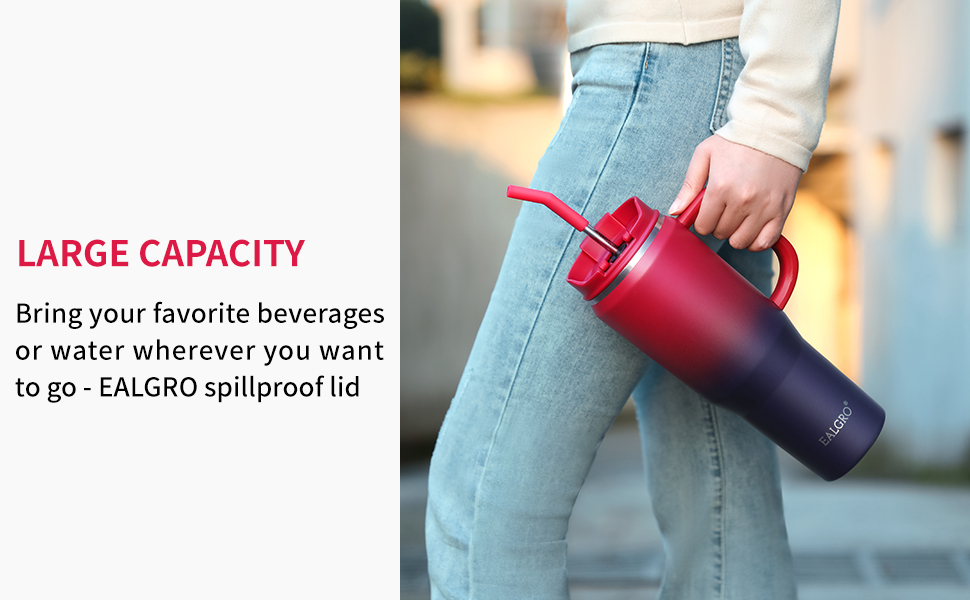 EALGRO 40 oz tumbler with handle and straw A+ Part5