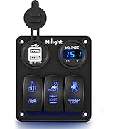 Nilight 3 Gang Rocker Switch Panel USB Charger LED Voltmeter Sasquatch Lights Wench Power Rear Li...