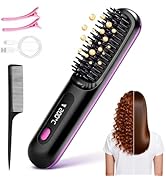 Go Brush Pro Cordless Hair Straightener Brush, Portable Straightener Brushs for Travel, Fast Heat...