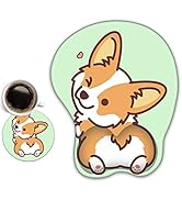 DINKY Ergonomic Mouse Pads, Mouse Pad with Wrist Rest , Non-Slip PU Base Corgi Anime Mousepads wi...