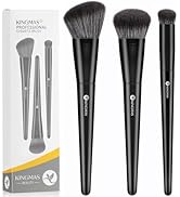 KINGMAS Kabuki Makeup Brushes, 3Pcs Angled Foundation Brush &amp; Contour Concealer Brush Under Eye &amp;...