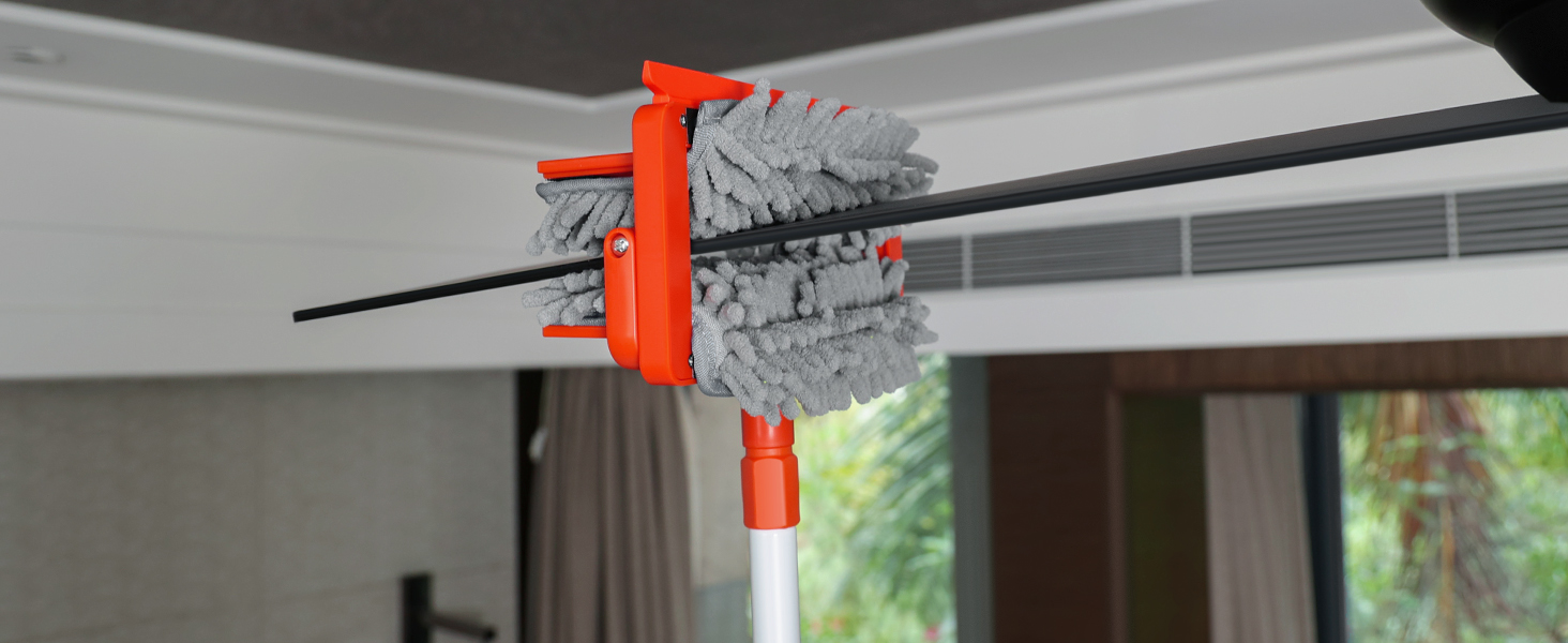 front view of the long handle ceiling fan blade cleaner tool, no more ladder
