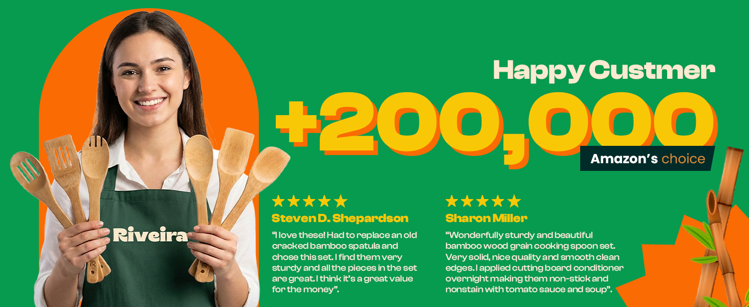 Riveira Bamboo Cooking Spoons 6-Piece