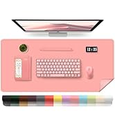 Leather Desk Pad Protector, 36'' X 17'' Large Mouse Pad, Office Desk Mat, Non-Slip PU Leather &amp; S...