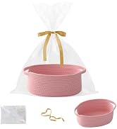 HZFTJOY Gift Basket with Gift Bag and Ribbons,Small Rope Woven Shelf Storage,Baskets for Gifts Em...