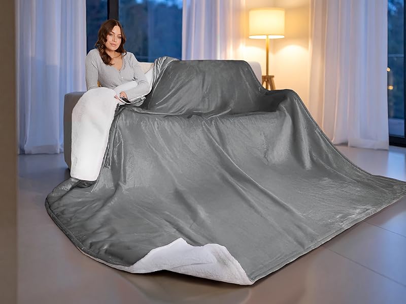 Get Trend Heated Blanket Electric Luxurious Fleece Queen