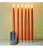 Ni-JASW Orange Flameless Taper Candles with Remote Timer, Flickering Battery Operated LED Candles...