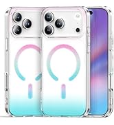 TOPAUX for iPhone Pro Bling Case for MagSafe Glitter Iridescent Translucent Slim Cover Sparkly Ma...