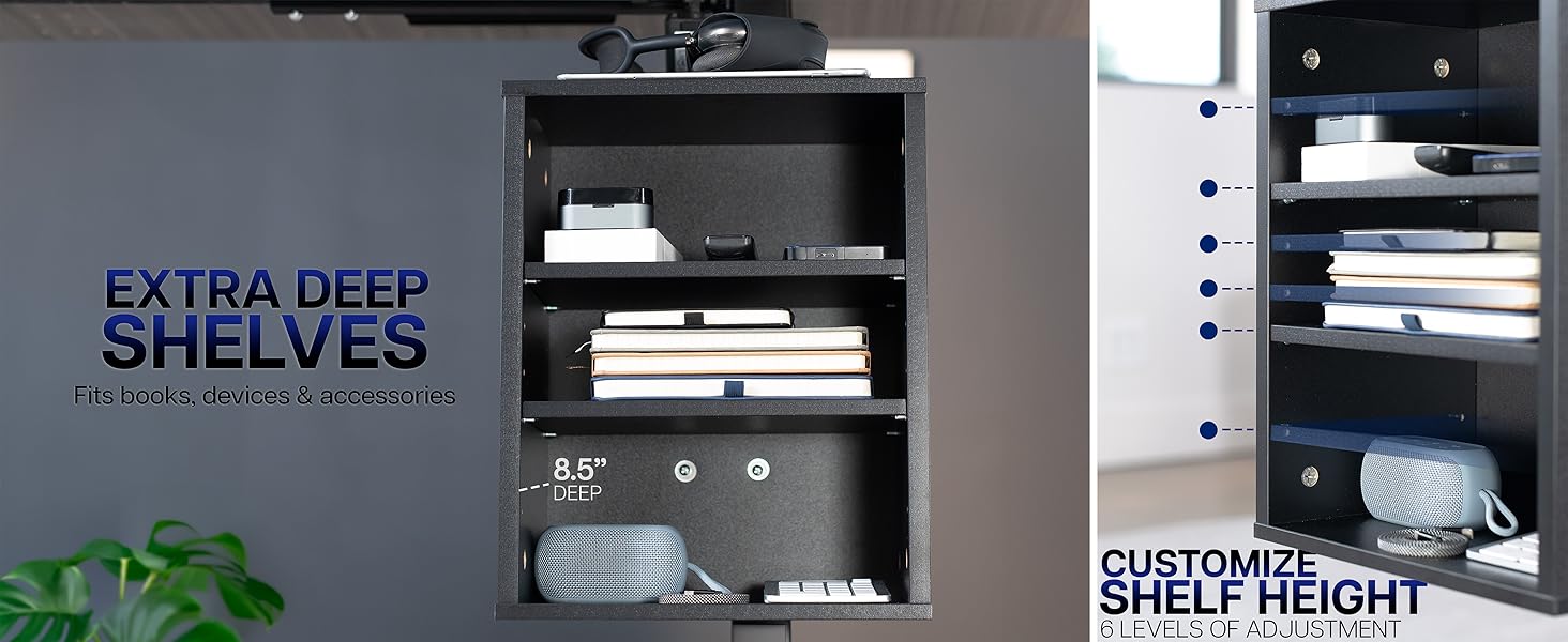 clamp on desk shelf under desk storage leg mounted shelf height adjustable desk organizer black
