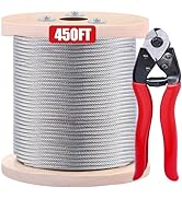 Twidec/450ft 1/8" Deck Railing Cable T316 Stainless Steel Cable 7x7 Steel Wire Rope Construction ...