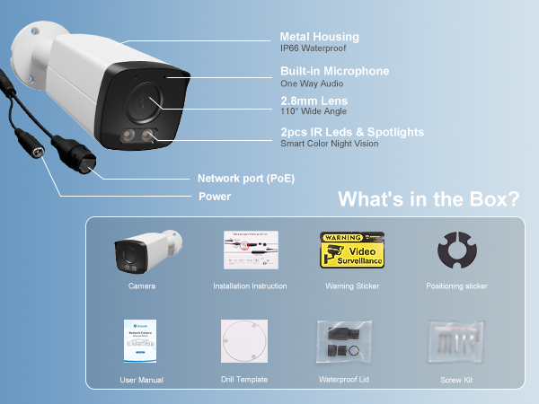 4mp bullet poe camera outdoor