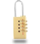 Combination Padlock, Solid Brass Security Code Copper Lock with 4 Digits Password Code for Gym Lo...
