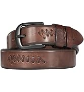TYWestyles 1.3“ Women's Casual Leather Belt with Antique Silver Metal Buckle