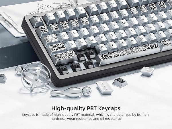 PBT Keycaps with Metal Paint, Cherry Profile Keycaps, Custom Keycaps