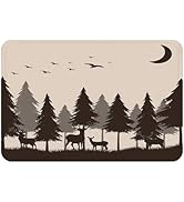Forest Bath Rug Mountain Nature Tree Happy Camper RV Door Mat, Memory Foam Bathroom Mat 29.5L x 1...