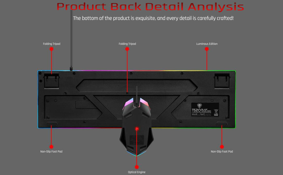 Wired Crack Rainbow Gaming Keyboard and Mouse Combo,
