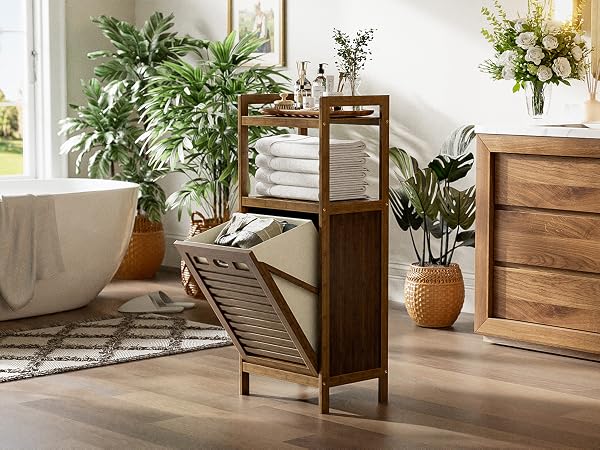 bathroom tilt out laundry hamper cabinet