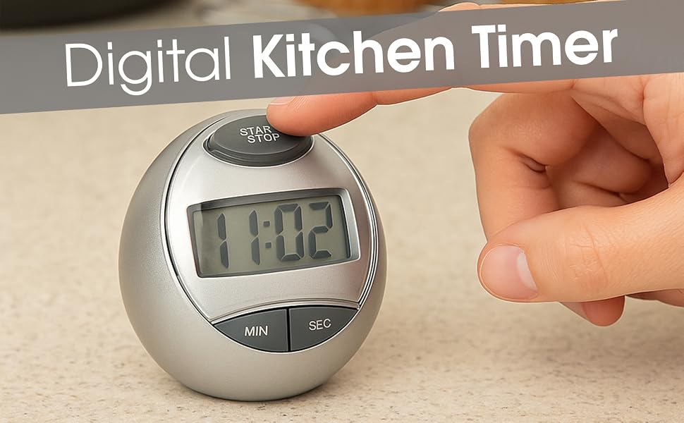Silver Egg-Shaped Digital Timer – Stylish Porcelain Timer Look